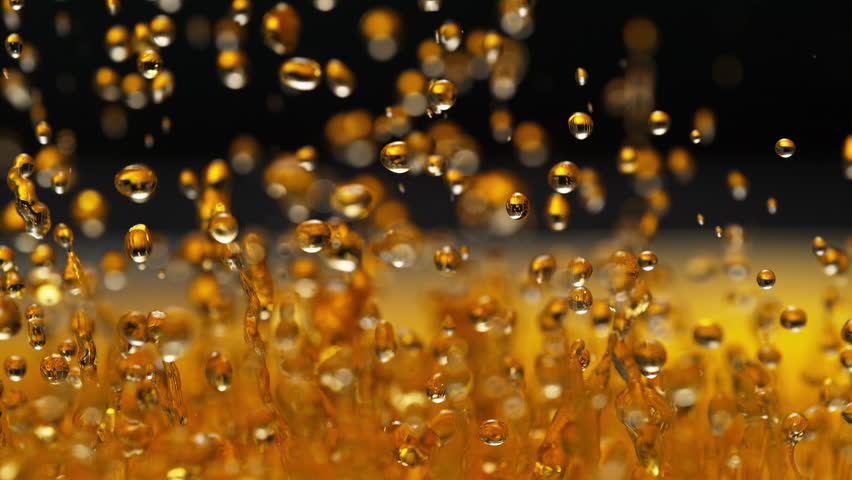 Golden Scotch Splashing in Slow Motion - Abstract Bouncing Amber Liquid Makes Droplets and Splashes on Black Background Royalty-Free Stock Footage #1103031153