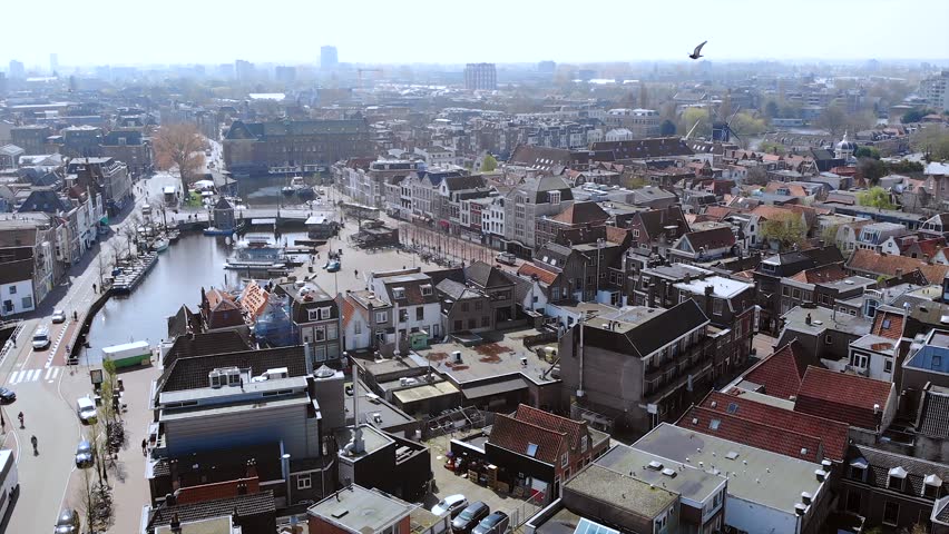 Aerial view of Leiden, The Netherlands. 