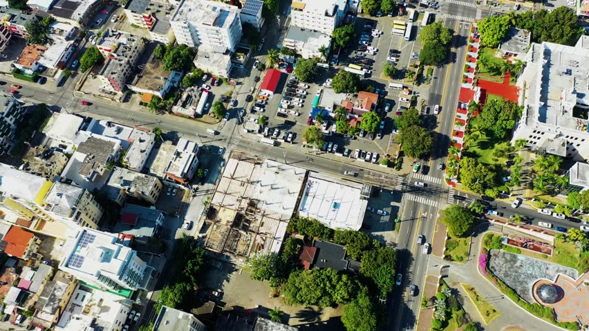 Aerial view of Santo Domingo, Dominican Republic, featuring modern architecture, modern skyline, and bustling streets. Ideal for showcasing the vibrant capital