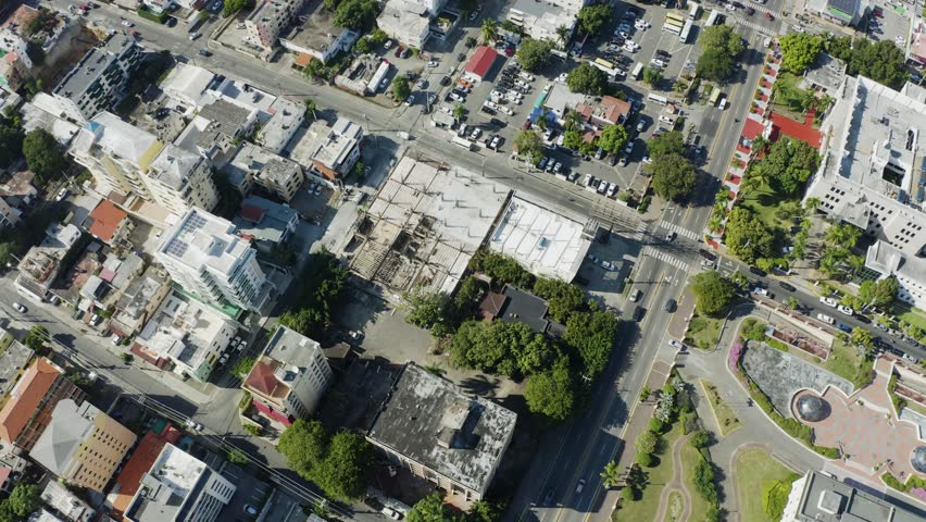 Aerial view of Santo Domingo, Dominican Republic, featuring modern architecture, modern skyline, and bustling streets. Ideal for showcasing the vibrant capital