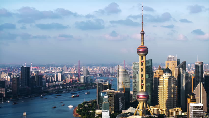 Oriental Pearl TV Tower.Overlooking the modern buildings in Shanghai,China.