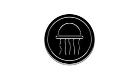 Black Jellyfish on a plate icon isolated on white background. 4K Video motion graphic animation.