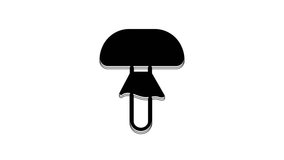 Black Mushroom icon isolated on white background. 4K Video motion graphic animation.