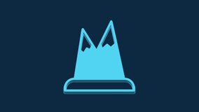 Blue Mountains icon isolated on blue background. Symbol of victory or success concept. 4K Video motion graphic animation.