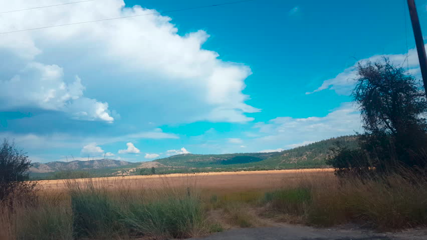Drive Plate-Passing high mountain meadows and pine forest covered hills in northeast Washington