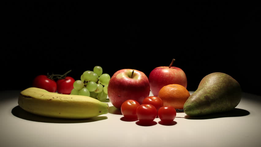 Variety of colorful fruit decomposing, timelapse, black background Royalty-Free Stock Footage #1103051693