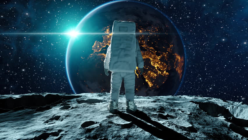 Astronaut On Asteroid In front of Planet Earth Wormhole Bending Laws of the Universe Augmented Reality Virtual Realm Creativity Science Fiction and Imagination Concept Royalty-Free Stock Footage #1103052211