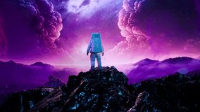 Astronaut On Moon Rock on Alien Planet Bending Laws of the Universe Augmented Reality Virtual Realm Creativity Science Fiction and Imagination Concept - Powered by Shutterstock - Get 15% off with code: PIKWIZARD15