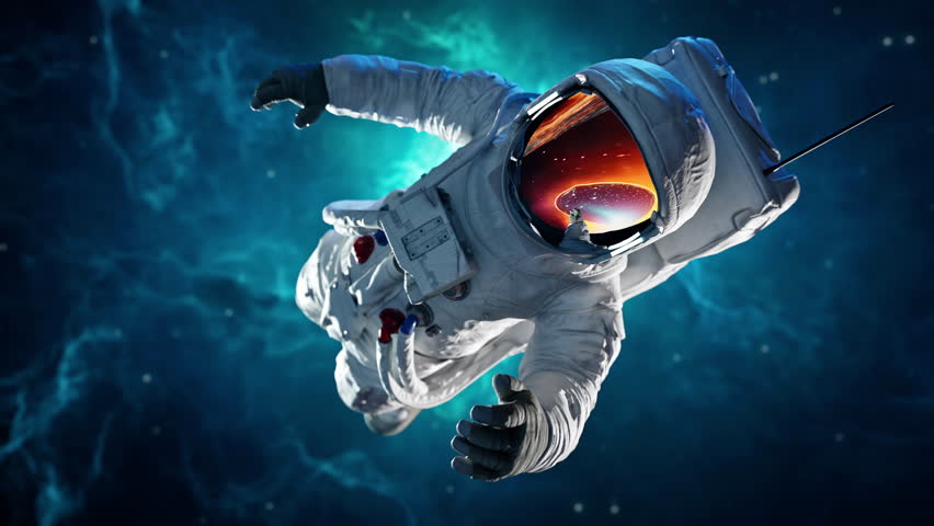 Astronaut Floating Helpless in Colorful Space Nebula Wormhole Bending Laws of the Universe Learning Augmented Reality Virtual Realm Creativity Science Fiction and Imagination Concept Royalty-Free Stock Footage #1103052235