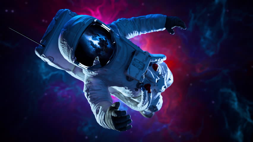 Astronaut Floating Away Lost in Colorful Space Nebula Wormhole Bending Laws of the Universe Learning Augmented Reality Virtual Realm Creativity Science Fiction and Imagination Concept Royalty-Free Stock Footage #1103052237