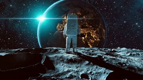 Astronaut On the Moon In front of Planet Earth Wormhole Bending Laws of the Universe Augmented Reality Virtual Realm Creativity Science Fiction and Imagination Concept - Powered by Shutterstock - Get 15% off with code: PIKWIZARD15