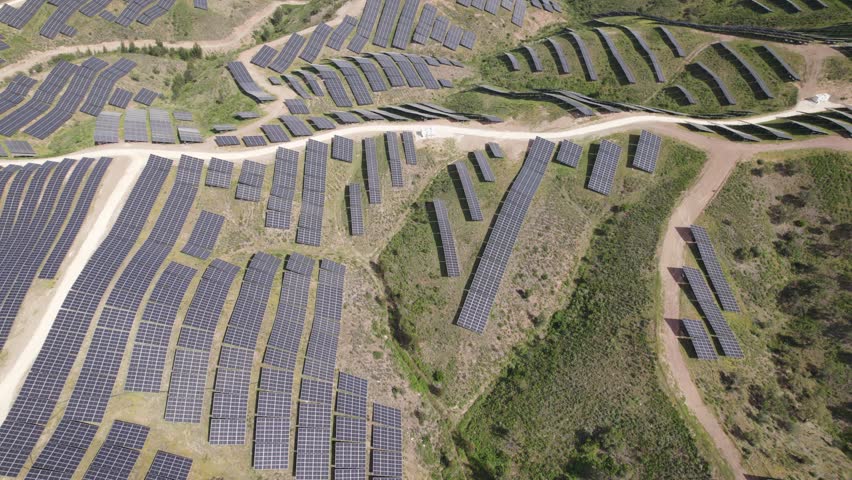 Concept solution for climate change, renewable energy source, solar panel park