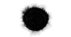 Ink wash stroke growing in a spiral from the center. Animated ink effect. Luma mask transition. Composite video element.