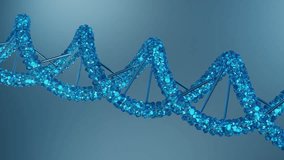 Scientific concept DNA helix rotates on a blue background 4k video 3d illustration