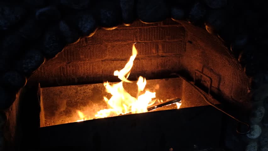 Domestic Fireplace Burning Close Up Object Videos Domestic Fireplace Burning Close Up