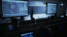 Diverse Multicultural Students Studying in University Room, Listening to a Young Multuethnic Professor Explaining Web Development Coding Language. Computer Science Education in College - Powered by Shutterstock - Get 15% off with code: PIKWIZARD15