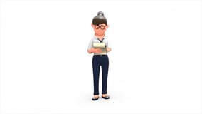 3d short cartoon - animated video of businesswoman taking notes