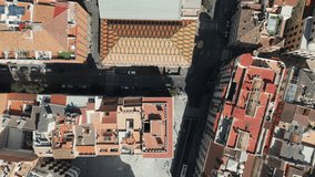 Top view of Malaga Central Market located in old town Malaga, Andalusia, Spain. Aerial video.