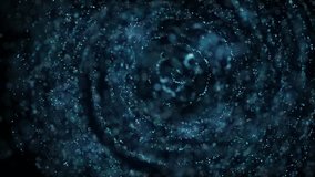 Outer Space sci-fi background.Scenic Spiral Infinite Galaxy Outer Space Travel.4K motion background animation.A spiral vortex of gold and blue galaxy stars and particles. Concept 3D animation