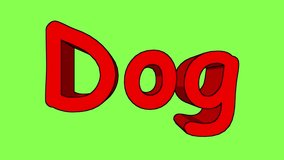 Dog. Text. 3d video animation. Background with green chroma key background video 4k looped new