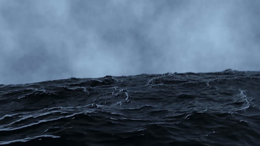 3D 4k Animation. stormy ocean big waves in the sea. Camera goes underwater. Ocean Waves During a Storm. dark sky. it's raining Royalty-Free Stock Footage #1103089799
