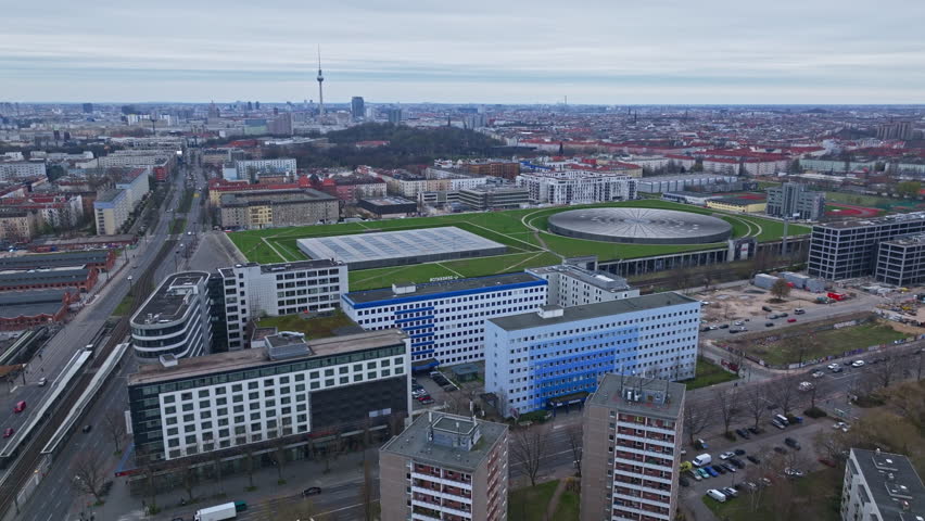 The Velodrom (velodrome)  is one of the largest event halls  also a cycle racetrack , It is located on Landsberger Allee in the Prenzlauer Berg locality of Berlin, Germany . 30 March 2023
