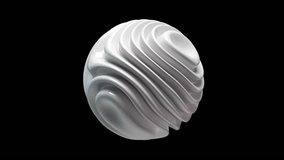 White rotating sphere with liquid rippled surface on black background. Abstract concept of big data, artificial intelligence or digital sound wave. Seamless loop animation of with alpha matte - Powered by Shutterstock - Get 15% off with code: PIKWIZARD15