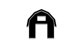 Black Farm house icon isolated on white background. 4K Video motion graphic animation.
