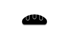 Black Bread loaf icon isolated on white background. 4K Video motion graphic animation.