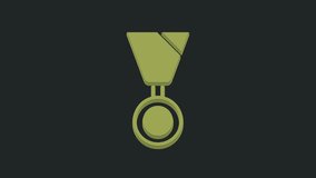 Green Military reward medal icon isolated on black background. Army sign. 4K Video motion graphic animation.