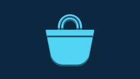 Blue Beach bag icon isolated on blue background. 4K Video motion graphic animation.