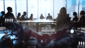 Image of elite who succeeded in global business in the digital world, with background of digital meetings and negotiations. - Powered by Shutterstock - Get 15% off with code: PIKWIZARD15