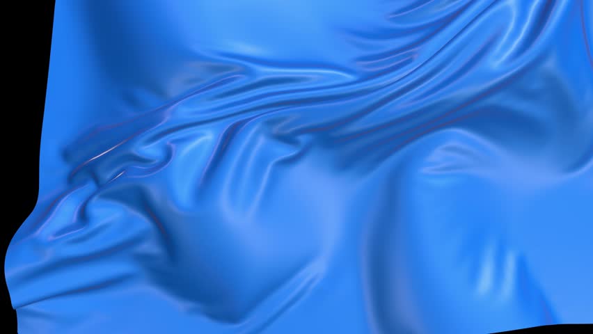 3d render of tearing off the screen blue mat fabric with luma matte as alpha channel for festive appearance. Drapery flies off screen with beatiful folds in 4k. 3D Illustration