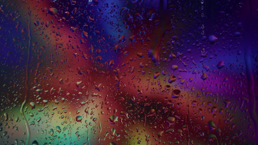 Raining day, water drops fall in down with abstract background, natural colors and drips. 4K. Royalty-Free Stock Footage #1103102173