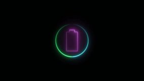 Glowing  battery icon . charger battery icon animated ,4K Video motion graphic animation .