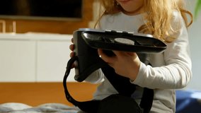 Animation of network of connections over caucasian girl using vr headset. Global connections, computing and data processing concept digitally generated video. - Powered by Shutterstock - Get 15% off with code: PIKWIZARD15