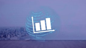 Animation of globe with data processing over cityscape. Global connections, business, finances, computing and data processing concept digitally generated video. - Powered by Shutterstock - Get 15% off with code: PIKWIZARD15