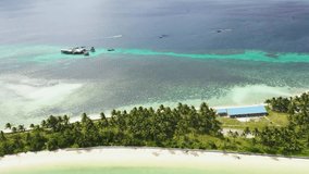 Beautiful Paradise Island in tual Maluku - Indonesia Summer Vacation Aerial Drone Video. Pulau Ut Village, South Dullah Island, Maluku - Indonesia 2019.