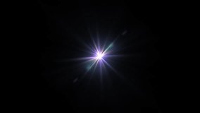Loop center colorful star sun lights optical lens flares shiny rotation animation art on black abstract background for project screen overlay.Lighting lamp rays effect dynamic bright video 