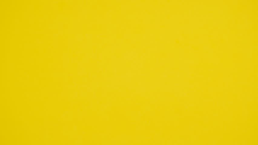 Blank sheet of white paper appears on yellow background  from a paper ball, wrinkles again and disappears. Stop motion animation. 4K video. Royalty-Free Stock Footage #1103124717