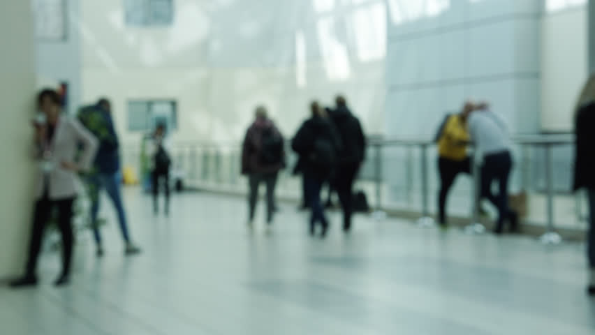 Time-lapse of the movement of visitors in a business center.