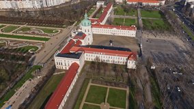 Drone shot of Charlottenburg Palace  ( Schloss Charlottenburg ) . it is a Baroque palace in Berlin, located in Charlottenburg district