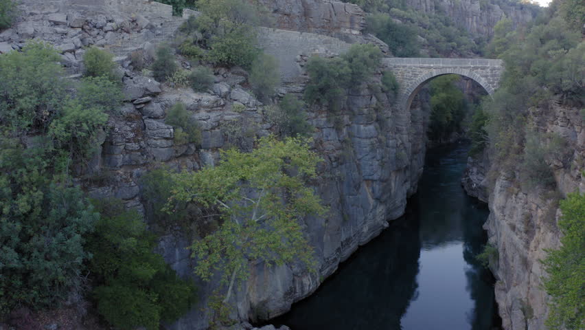 The ancient Roman Eurymedon or Oluk Kopru Bridge over the river Eurymedon, modern Koprucay River in the Koprulu Canyon in Turkey