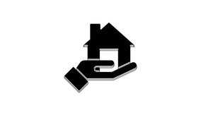 Black Realtor icon isolated on white background. Buying house. 4K Video motion graphic animation.