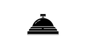 Black Hotel service bell icon isolated on white background. Reception bell. 4K Video motion graphic animation.