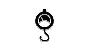 Black Spring scale icon isolated on white background. Balance for weighing. Determination of weight. 4K Video motion graphic animation.