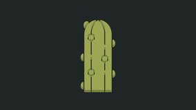 Green Cactus icon isolated on black background. 4K Video motion graphic animation.