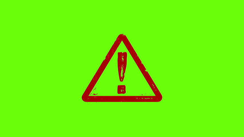 Alert stamp and hand stamping impact isolated animation. Danger alarm, security warning caution and attention 3D rendered concept. Alpha matte channel.