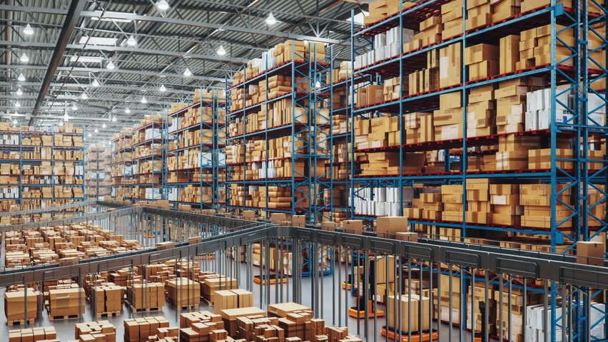 Large Scale Smart Distribution Warehouse Royalty-Free Stock Footage #1103146881