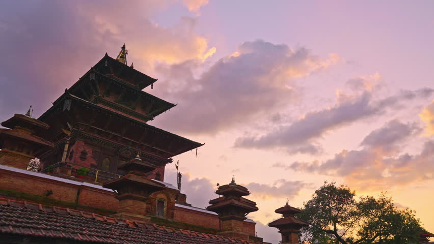 Taleju Temple or Taleju Mandir in Durbar square during a picturesque sunset, Kathmandu, Nepal